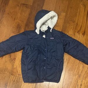 Patagonia kids Navy Jacket with Sherpa Lining ( reversible) - size 10 youth.